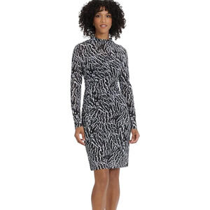 Maggy London Women's Long Sleeve Side Neck Drape Midi Dress Size 4